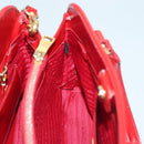 PRADA Hand Bag Safiano leather 2way Red Gold Auth 136147-25