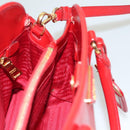 PRADA Hand Bag Safiano leather 2way Red Gold Auth 136147-28