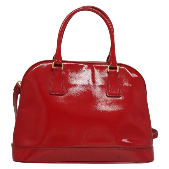 PRADA Hand Bag Safiano leather 2way Red Gold Auth 136147