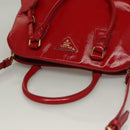 PRADA Hand Bag Safiano leather 2way Red Gold Auth 136147-14