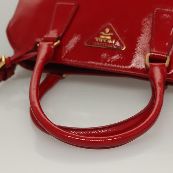 PRADA Hand Bag Safiano leather 2way Red Gold Auth 136147