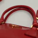 PRADA Hand Bag Safiano leather 2way Red Gold Auth 136147-15