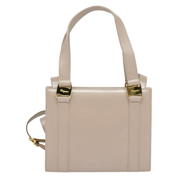 Salvatore Ferragamo Vala Hand Bag Leather 2way Pink Gold Auth 136148