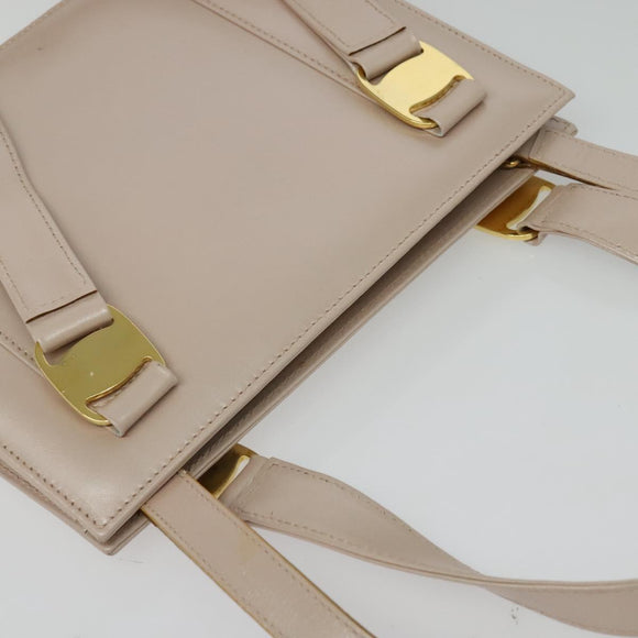 Salvatore Ferragamo Vala Hand Bag Leather 2way Pink Gold Auth 136148