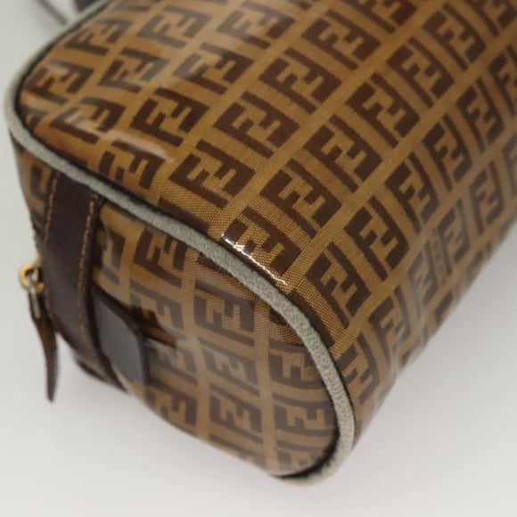 FENDI Zucchino Canvas Hand Bag Gold Brown Auth 136150