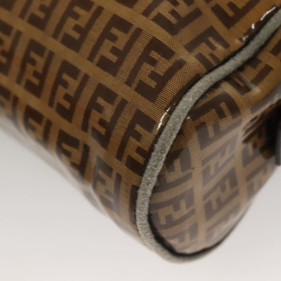 FENDI Zucchino Canvas Hand Bag Gold Brown Auth 136150