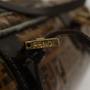 FENDI Zucchino Canvas Hand Bag Gold Brown Auth 136150-10