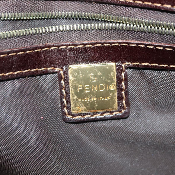 FENDI Zucchino Canvas Hand Bag Gold Brown Auth 136150