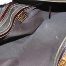 FENDI Zucchino Canvas Hand Bag Gold Brown Auth 136150-11