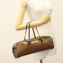 FENDI Zucchino Canvas Hand Bag Gold Brown Auth 136150-22