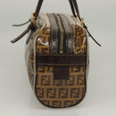 FENDI Zucchino Canvas Hand Bag Gold Brown Auth 136150-3