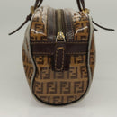 FENDI Zucchino Canvas Hand Bag Gold Brown Auth 136150-4