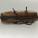 FENDI Zucchino Canvas Hand Bag Gold Brown Auth 136150-6