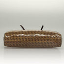 FENDI Zucchino Canvas Hand Bag Gold Brown Auth 136150-5