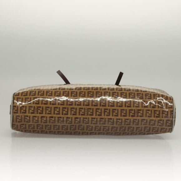 FENDI Zucchino Canvas Hand Bag Gold Brown Auth 136150