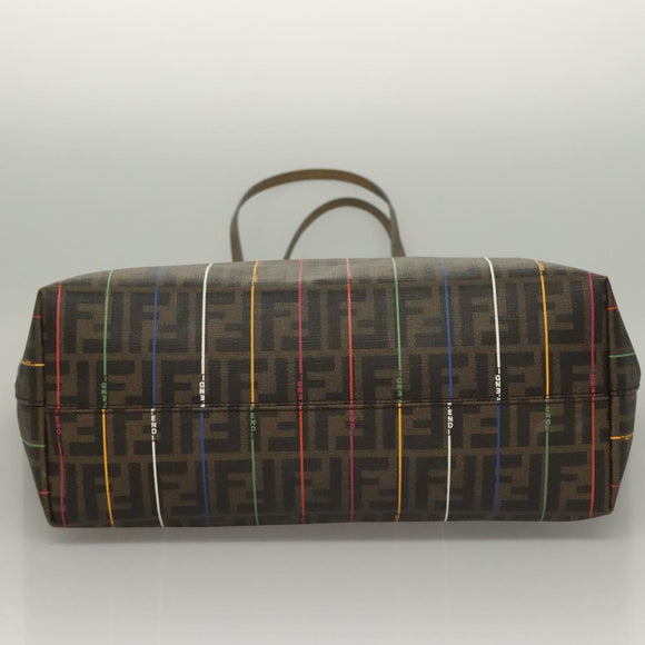 FENDI Zucca Canvas Tote Bag Brown Black Auth 136151