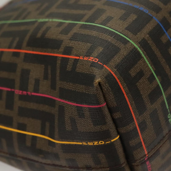 FENDI Zucca Canvas Tote Bag Brown Black Auth 136151