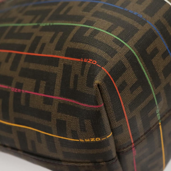 FENDI Zucca Canvas Tote Bag Brown Black Auth 136151