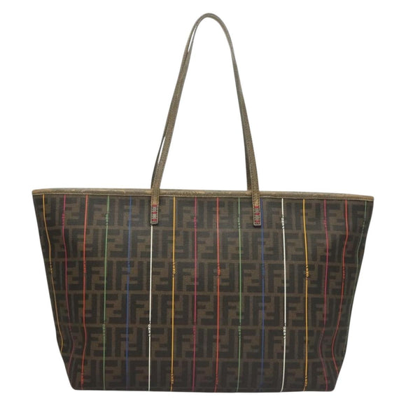 FENDI Zucca Canvas Tote Bag Brown Black Auth 136151