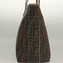 FENDI Zucca Canvas Tote Bag Brown Black Auth 136151-5