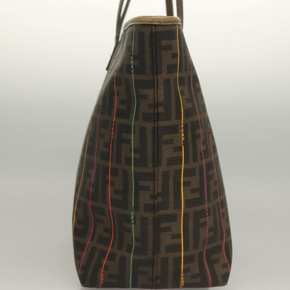FENDI Zucca Canvas Tote Bag Brown Black Auth 136151