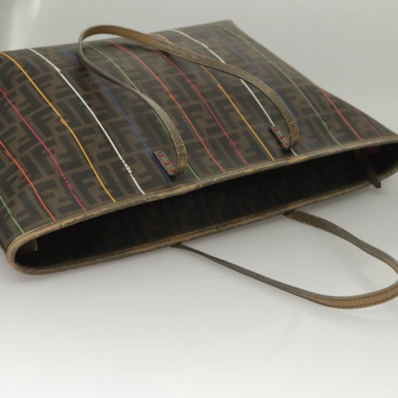 FENDI Zucca Canvas Tote Bag Brown Black Auth 136151