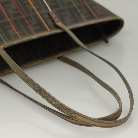 FENDI Zucca Canvas Tote Bag Brown Black Auth 136151