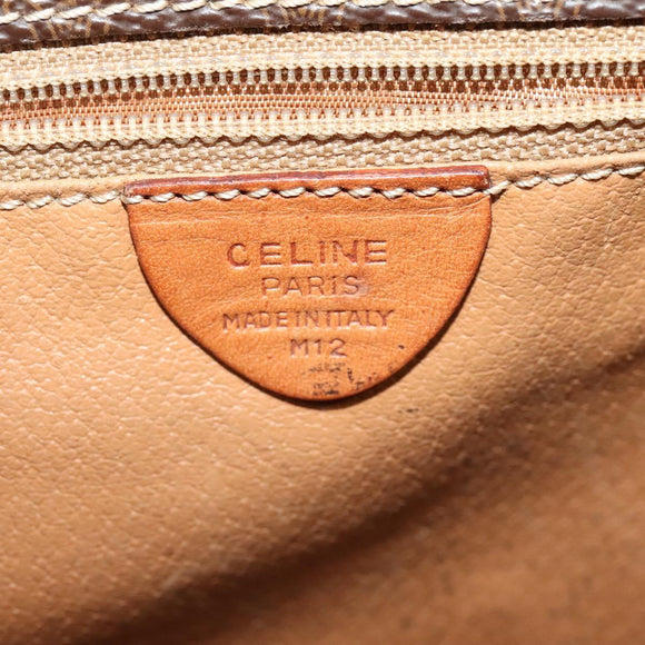 CELINE Macadam Canvas Shoulder Bag PVC Leather Brown Gold Auth 136153