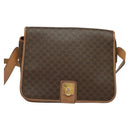 CELINE Macadam Canvas Shoulder Bag PVC Leather Brown Gold Auth 136153-2