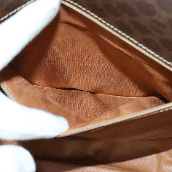 CELINE Macadam Canvas Shoulder Bag PVC Leather Brown Gold Auth 136153