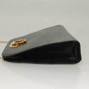 Salvatore Ferragamo Chain Shoulder Bag Leather Black Gold Auth 136157-4