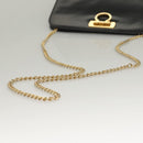 Salvatore Ferragamo Chain Shoulder Bag Leather Black Gold Auth 136157-7