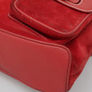 GUCCI Bamboo Backpack Suede Red Gold 003 2058 0016 Auth 136160-15