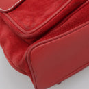 GUCCI Bamboo Backpack Suede Red Gold 003 2058 0016 Auth 136160-16