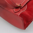 GUCCI Bamboo Backpack Suede Red Gold 003 2058 0016 Auth 136160-17