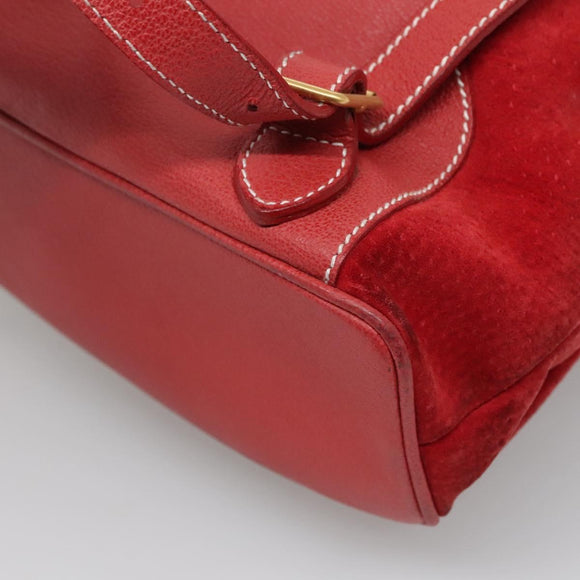 GUCCI Bamboo Backpack Suede Red Gold 003 2058 0016 Auth 136160