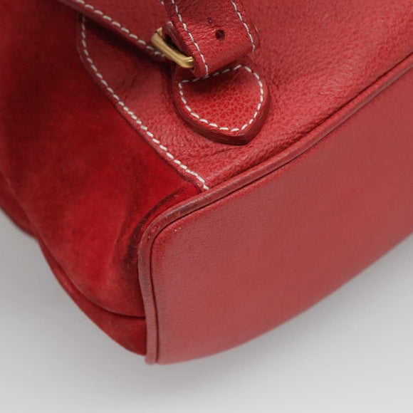 GUCCI Bamboo Backpack Suede Red Gold 003 2058 0016 Auth 136160