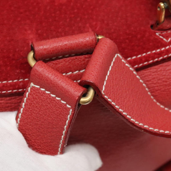 GUCCI Bamboo Backpack Suede Red Gold 003 2058 0016 Auth 136160