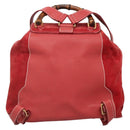 GUCCI Bamboo Backpack Suede Red Gold 003 2058 0016 Auth 136160-2