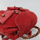 GUCCI Bamboo Backpack Suede Red Gold 003 2058 0016 Auth 136160-6