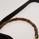 GUCCI Bamboo Shoulder Bag Leather 2way Black Gold 001 1781 1638 Auth 136183-15