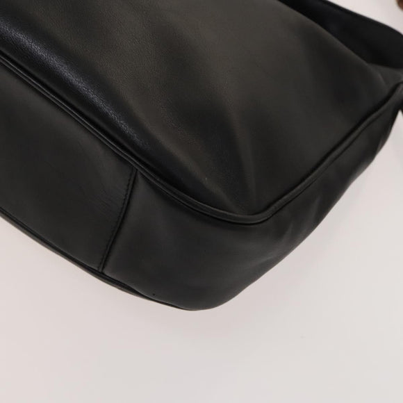 GUCCI Bamboo Shoulder Bag Leather 2way Black Gold 001 1781 1638 Auth 136183