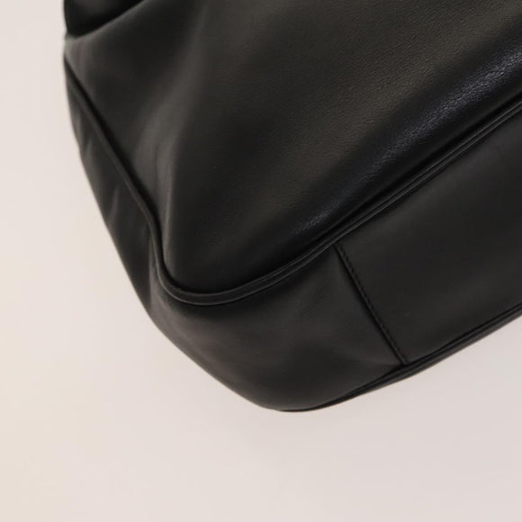 GUCCI Bamboo Shoulder Bag Leather 2way Black Gold 001 1781 1638 Auth 136183