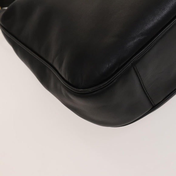 GUCCI Bamboo Shoulder Bag Leather 2way Black Gold 001 1781 1638 Auth 136183