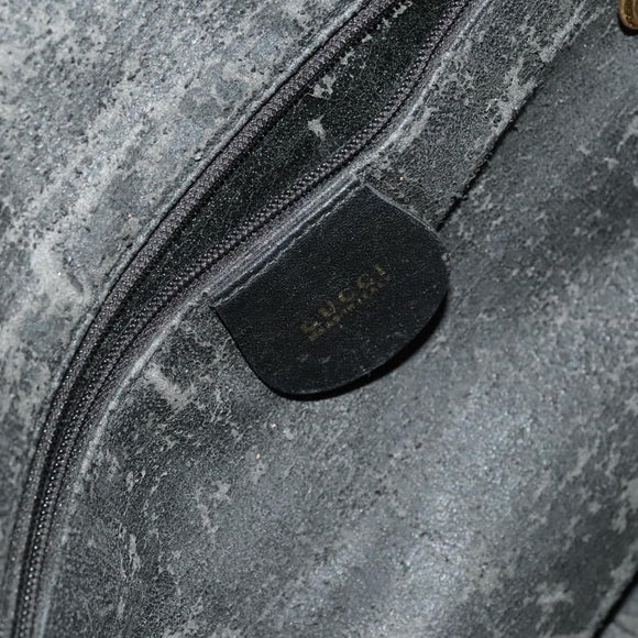 GUCCI Bamboo Shoulder Bag Leather 2way Black Gold 001 1781 1638 Auth 136183