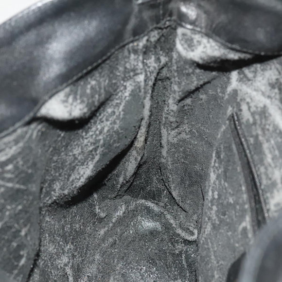 GUCCI Bamboo Shoulder Bag Leather 2way Black Gold 001 1781 1638 Auth 136183