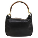 GUCCI Bamboo Shoulder Bag Leather 2way Black Gold 001 1781 1638 Auth 136183-13