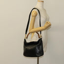 GUCCI Bamboo Shoulder Bag Leather 2way Black Gold 001 1781 1638 Auth 136183-22