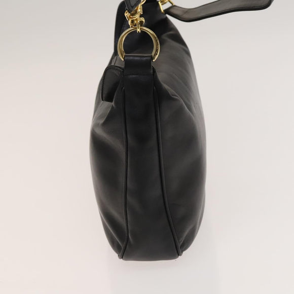 GUCCI Bamboo Shoulder Bag Leather 2way Black Gold 001 1781 1638 Auth 136183