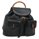 GUCCI Bamboo Backpack Leather Black Gold 003 2058 0016 Auth 136184-1